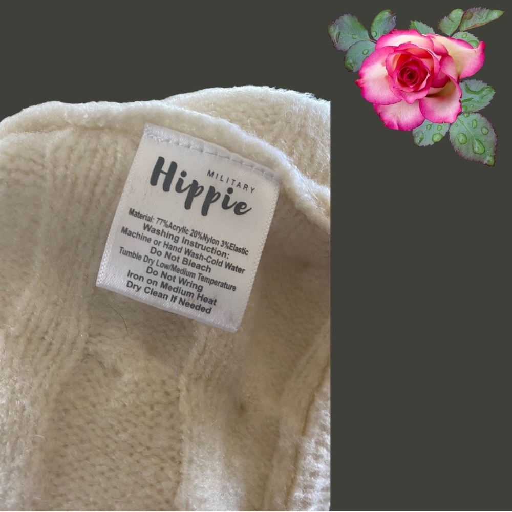 Military Hippie Coming up Roses Sweater - Forever Roses Collection. Size S/M - Picture 10 of 11